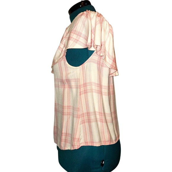 Sanctuary Clothing Off Shoulder Pink Plaid Misha Peasant Cottage Blouse Medium - Picture 4 of 7